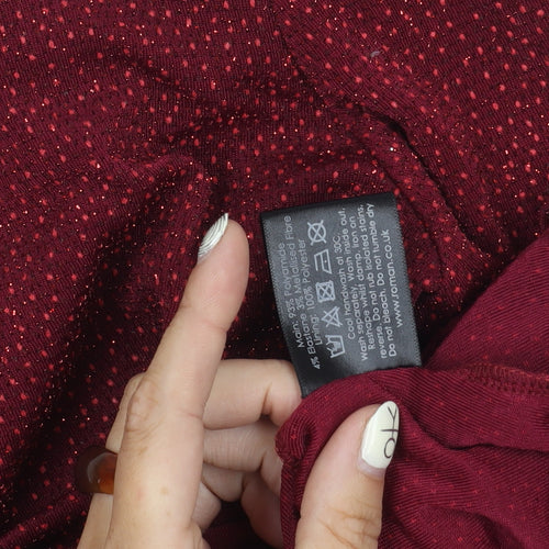 Roman Women's Red Long Sleeve Glitter Blouse Size 10