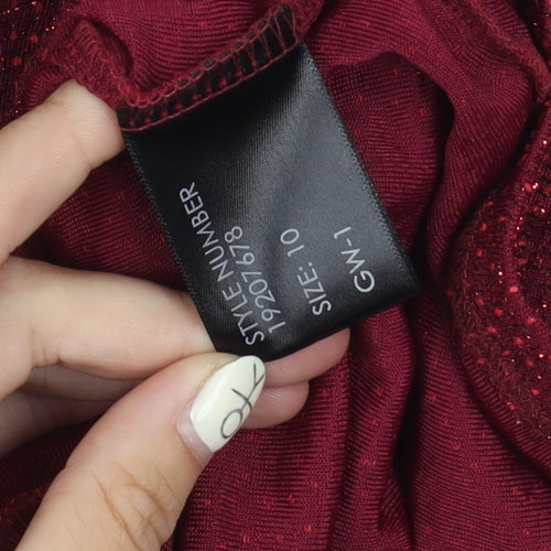 Roman Women's Red Long Sleeve Glitter Blouse Size 10