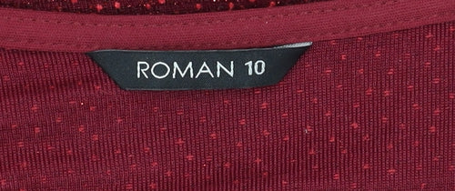 Roman Women's Red Long Sleeve Glitter Blouse Size 10