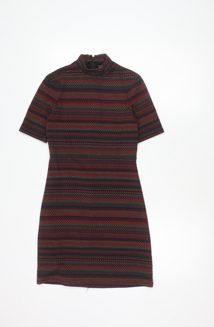 Topshop Women's Multicoloured Shift Dress Size 8