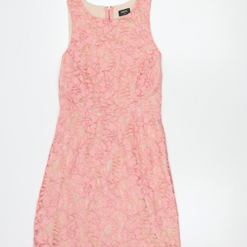 Oasis Women's Pink A-Line Floral Lace Dress, Size 6