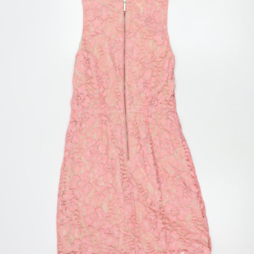 Oasis Women's Pink A-Line Floral Lace Dress, Size 6