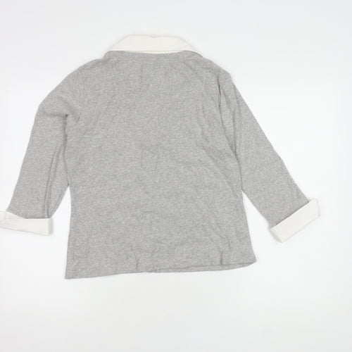 Next Women's Grey Knit Button-Up Collared Shirt