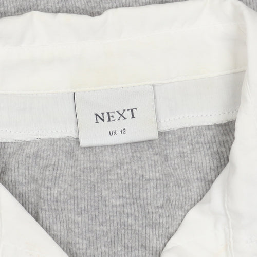 Next Women's Grey Knit Button-Up Collared Shirt