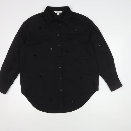 Marks and Spencer Black Button-Up Wool Shirt 10
