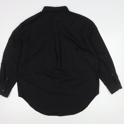 Marks and Spencer Black Button-Up Wool Shirt 10