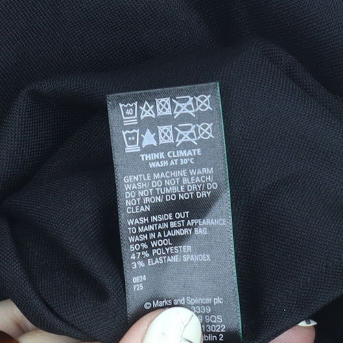 Marks and Spencer Black Button-Up Wool Shirt 10