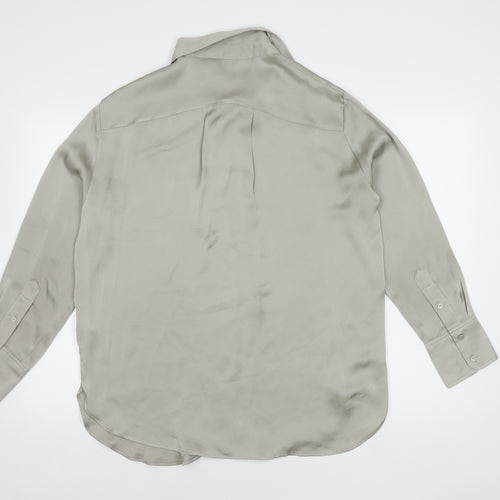 H&M Women's Beige Button-Up Shirt Size 12