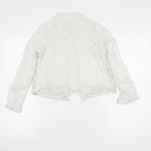 River Island Women's White Embroidered Blouse Size 6
