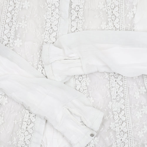 River Island Women's White Embroidered Blouse Size 6