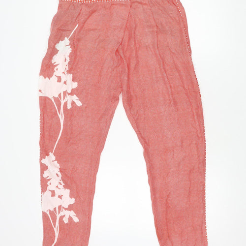 ARA BASIC Women's Red Check Trousers L Elastic Waist