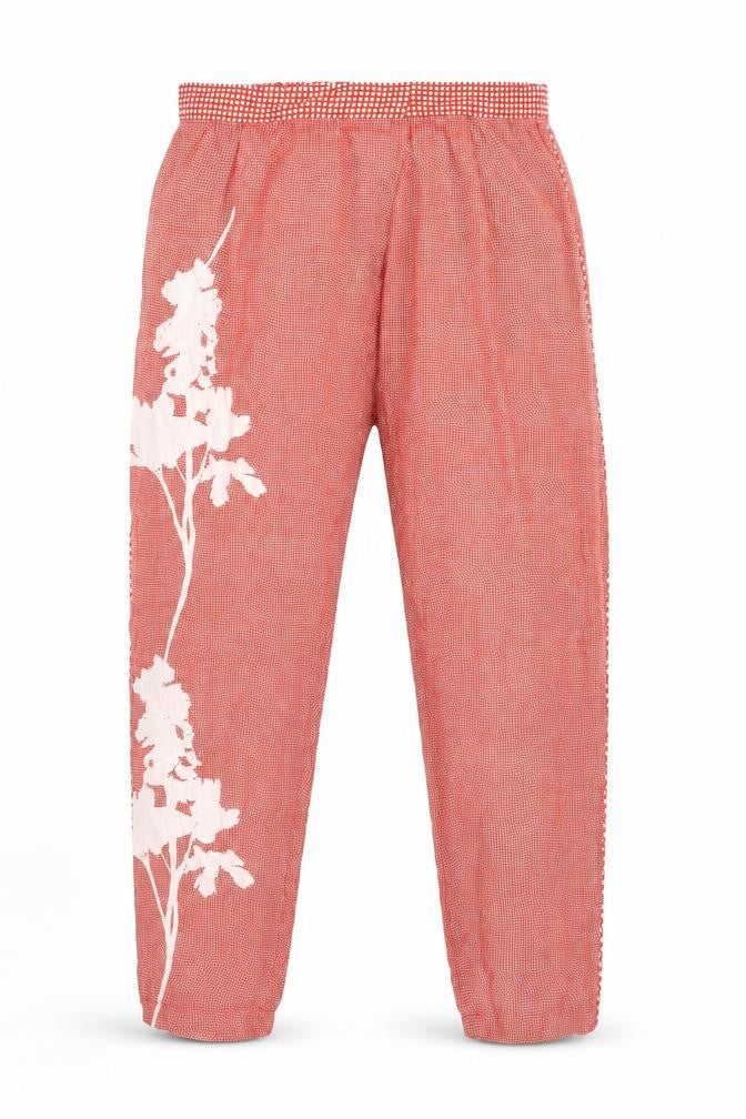 Front view of ARA BASIC Women's Red Check Trousers L Elastic Waist
