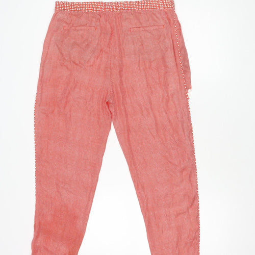 ARA BASIC Women's Red Check Trousers L Elastic Waist