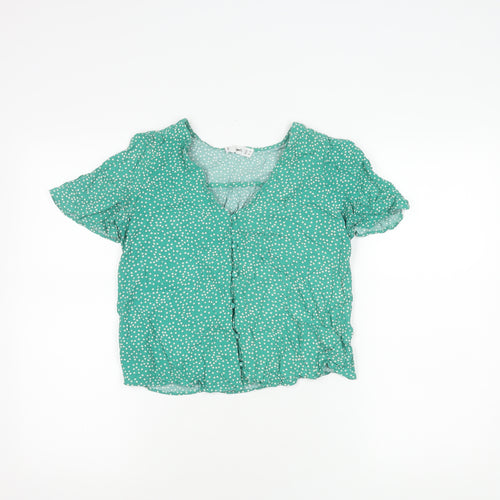 MNG Women's Green Polka Dot Blouse XS