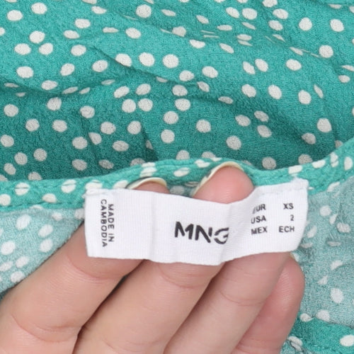 MNG Women's Green Polka Dot Blouse XS