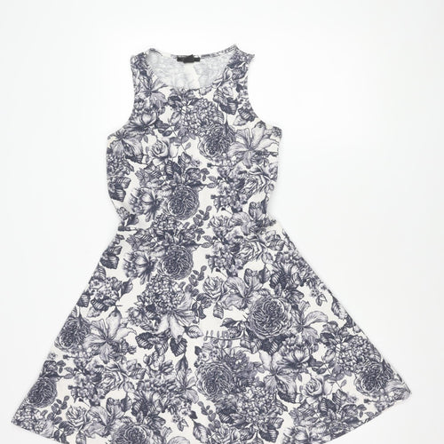 H&M Women's Multicoloured Floral A-Line Dress