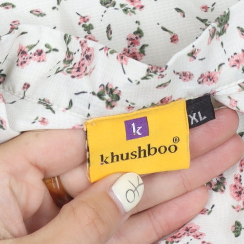 Khushboo Women's White Floral XL Blouse