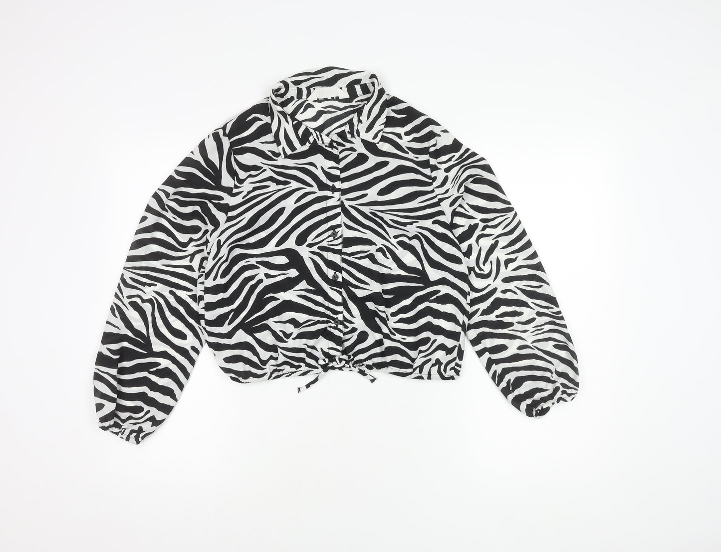 H&M Girls Zebra Print Cropped Blouse, Size 12-13 Years