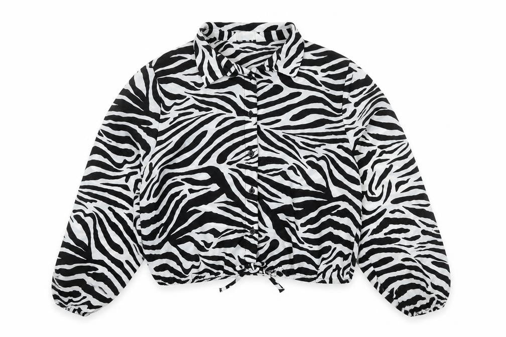 H&M Girls Zebra Print Cropped Blouse, Size 12-13 Years