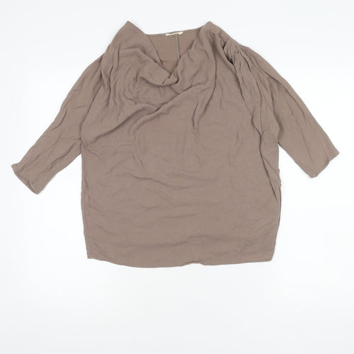American Vintage Women's Brown Cowl Neck 3/4 Sleeve Top
