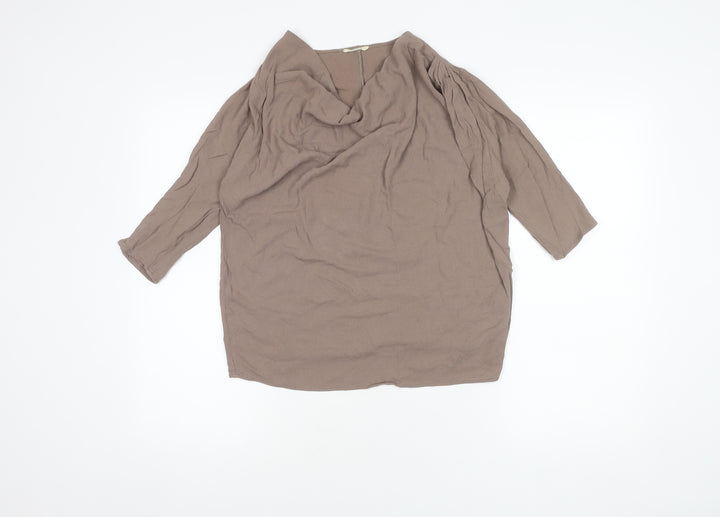 American Vintage Women's Brown Cowl Neck 3/4 Sleeve Top