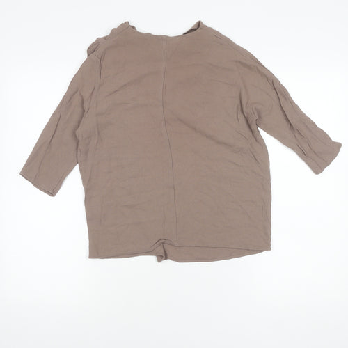 American Vintage Women's Brown Cowl Neck 3/4 Sleeve Top