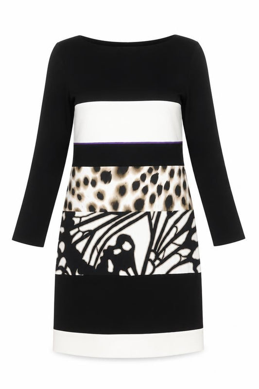 Marc Cain Women Black Dress, Size 12, Animal Print