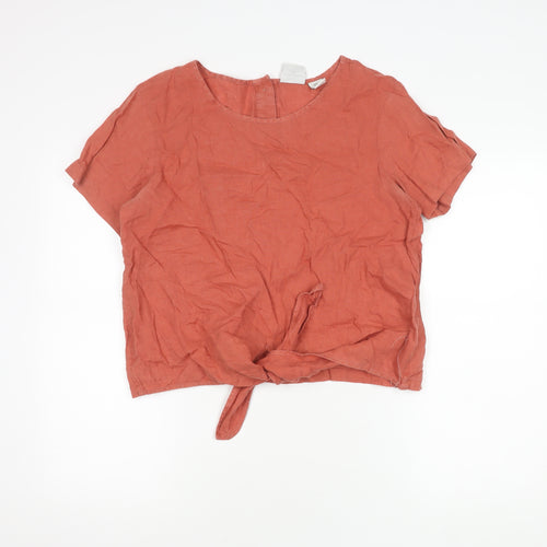 Rachel Zoe Women's Orange Linen T-Shirt M Casual