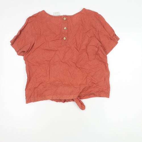 Rachel Zoe Women's Orange Linen T-Shirt M Casual