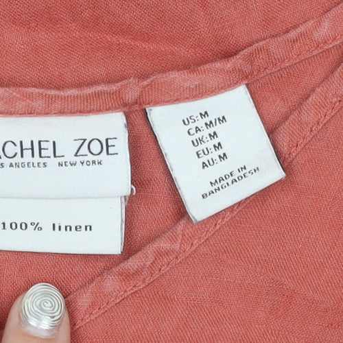 Rachel Zoe Women's Orange Linen T-Shirt M Casual