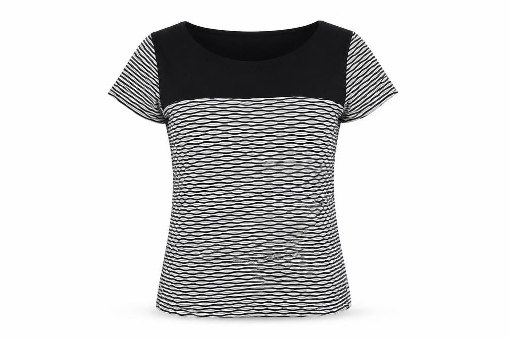 Front view of Marc New York Women's Black & White Geometric Top, L