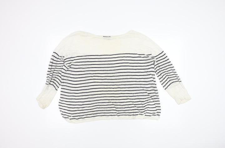 Mint Velvet Women's White Striped Pullover Jumper M