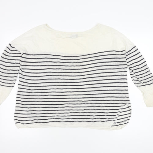 Mint Velvet Women's White Striped Pullover Jumper M