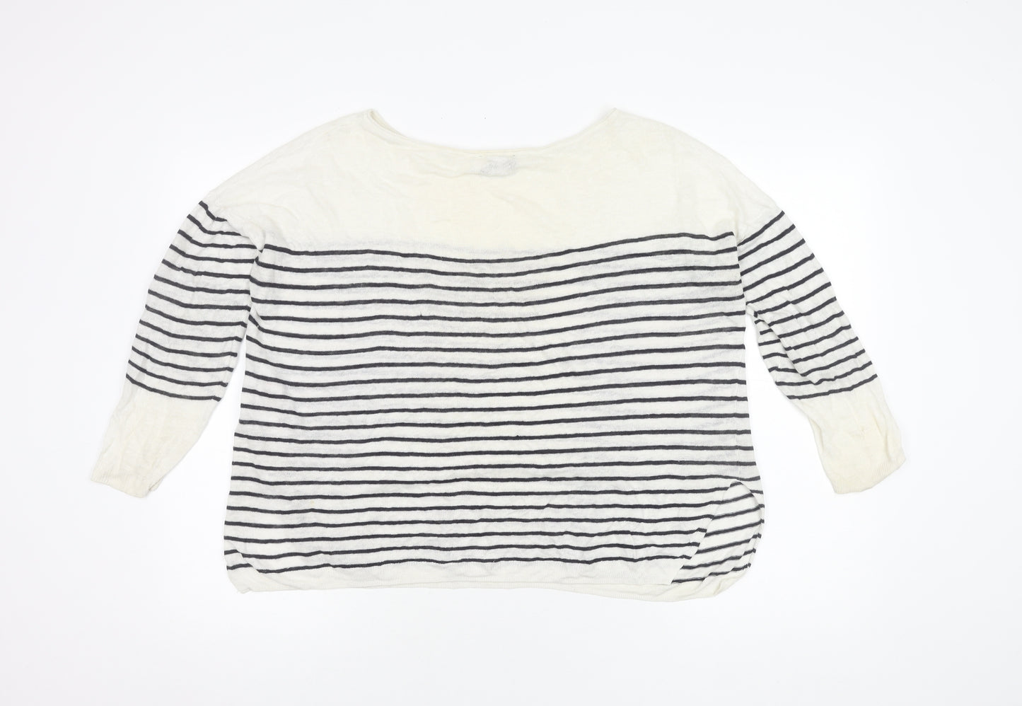 Mint Velvet Women's White Striped Pullover Jumper M