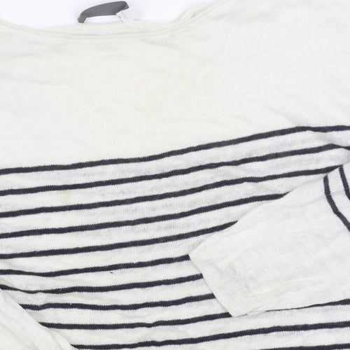 Mint Velvet Women's White Striped Pullover Jumper M