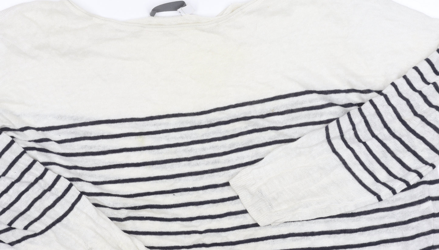 Mint Velvet Women's White Striped Pullover Jumper M