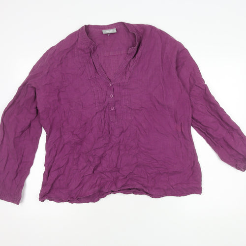 Wallis Women's Purple Linen Long Sleeve Button Blouse