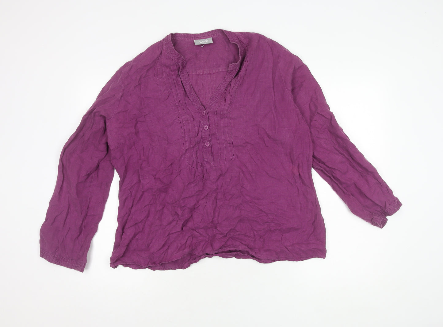 Wallis Women's Purple Linen Long Sleeve Button Blouse