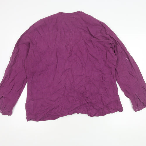 Wallis Women's Purple Linen Long Sleeve Button Blouse