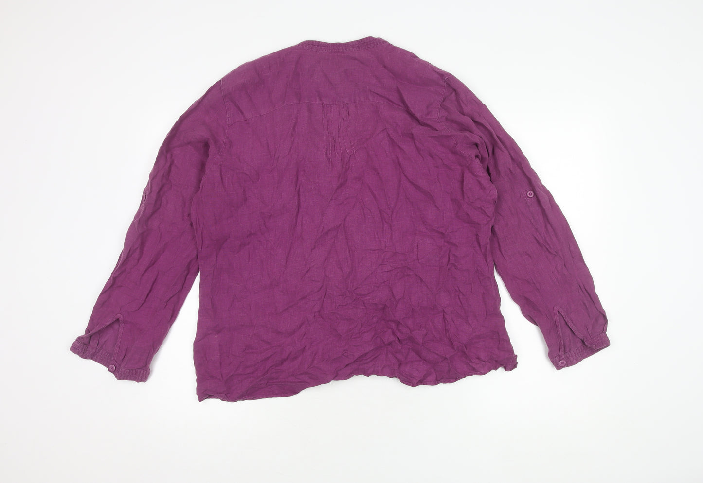 Wallis Women's Purple Linen Long Sleeve Button Blouse