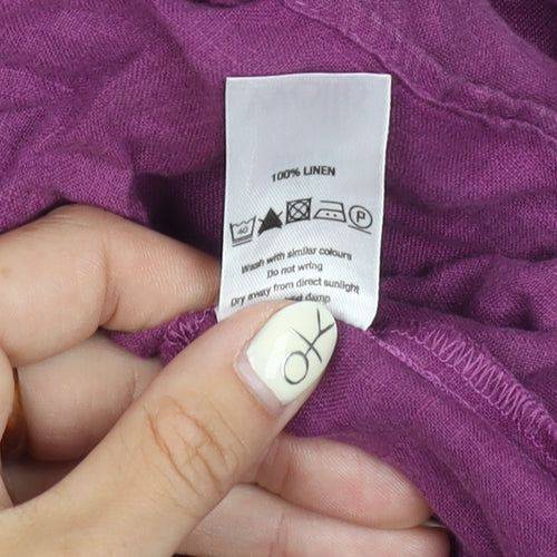 Wallis Women's Purple Linen Long Sleeve Button Blouse