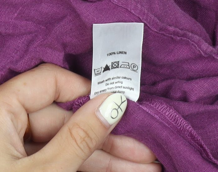 Wallis Women's Purple Linen Long Sleeve Button Blouse