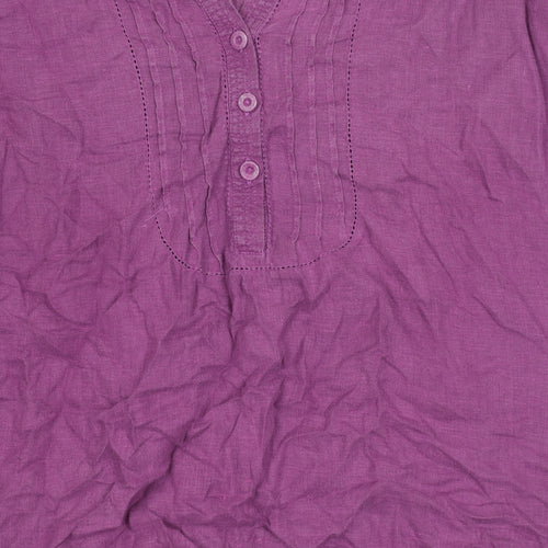 Wallis Women's Purple Linen Long Sleeve Button Blouse