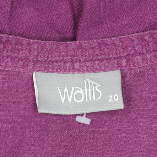 Wallis Women's Purple Linen Long Sleeve Button Blouse
