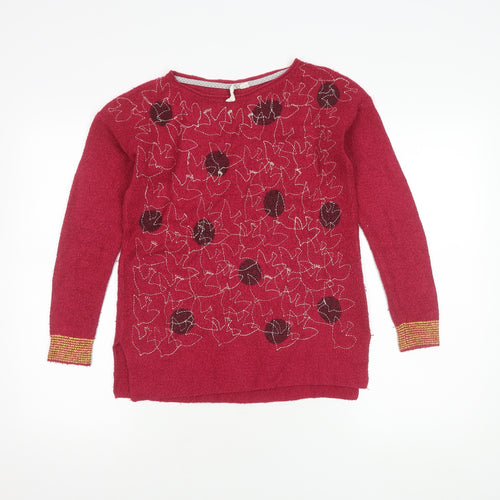 White Stuff Women's Red Geometric Pullover Jumper