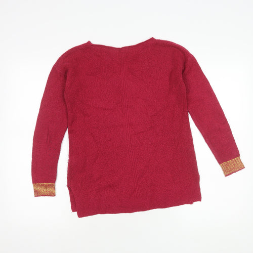 White Stuff Women's Red Geometric Pullover Jumper