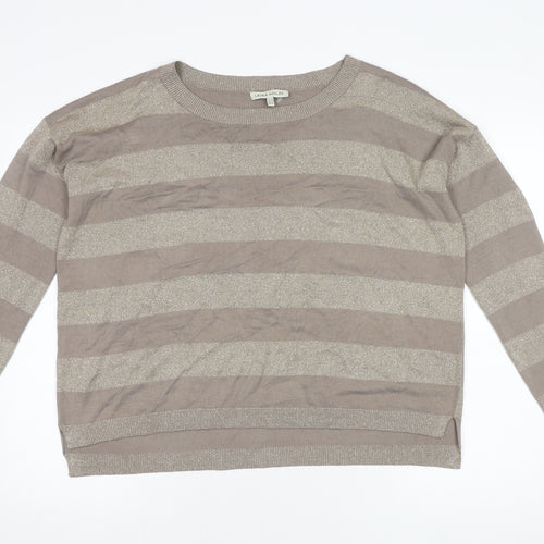 Laura Ashley Women's Grey Striped Pullover Jumper UK 10