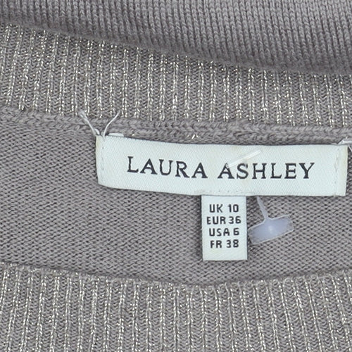 Laura Ashley Women's Grey Striped Pullover Jumper UK 10