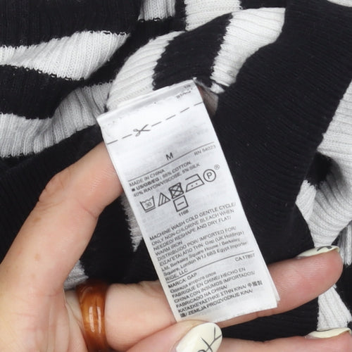 GAP Women's Black Striped Pullover Jumper M