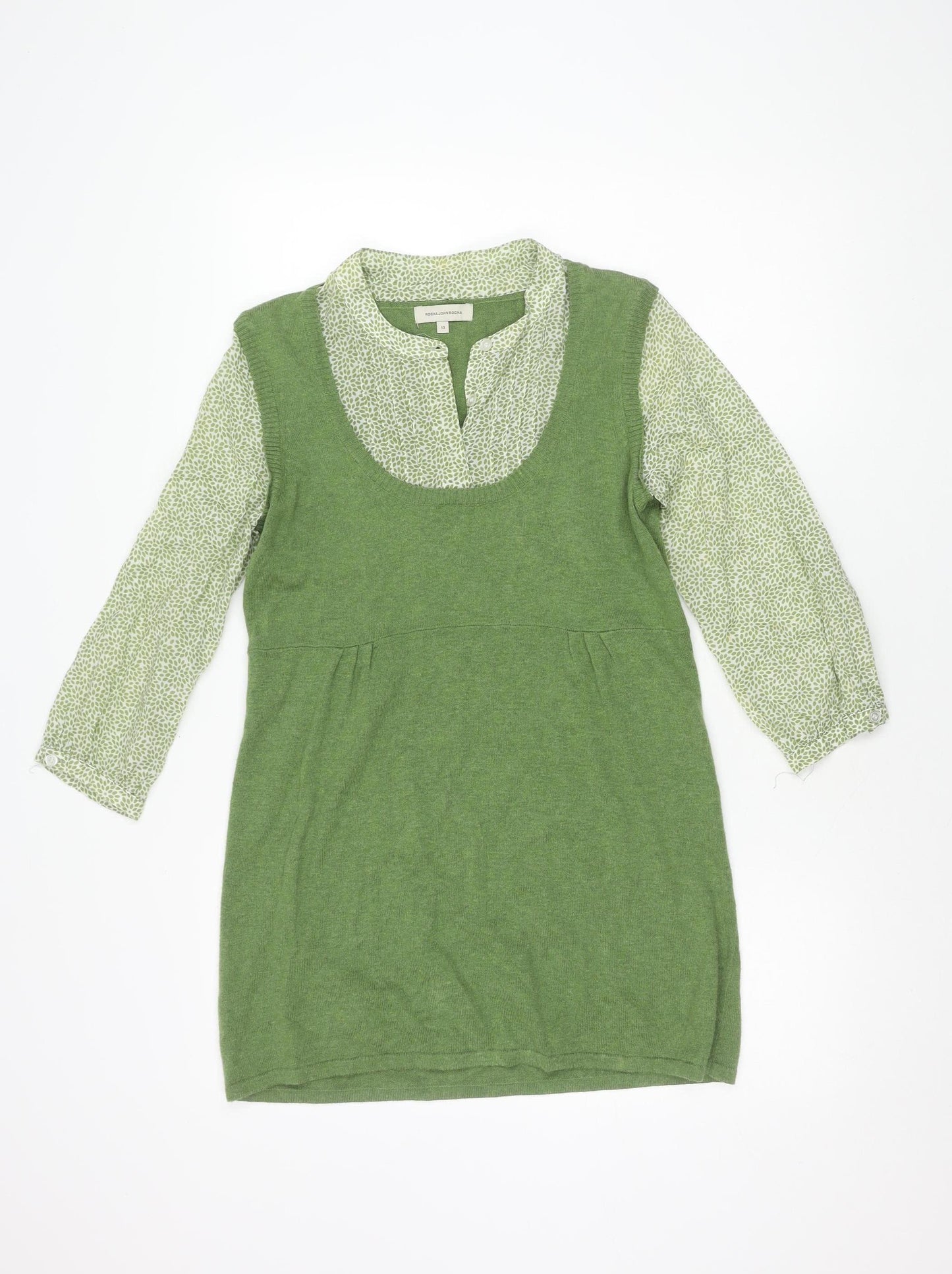 Rocha John Rocha Green Blouson Dress, Size 10, Women's Casual
